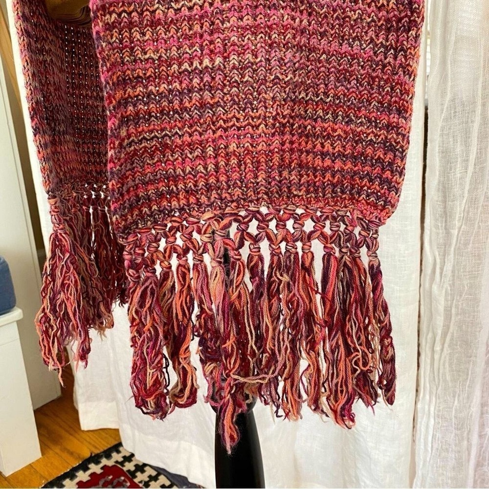Missoni Scarf, 80" Pink,‎ Red, and Violet Knit Scarf with Tassels - Picture 4 of 10